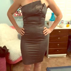 Grey sleeveless cocktail dress